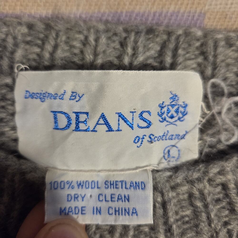 Vintage Deans Of Scotland 100% Wool Teacher Cottagecore Schoolhouse Sz L Sweater - Picture 8 of 9